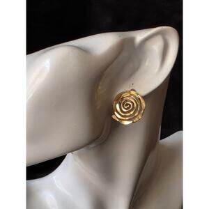 Vintage 14K Yellow Gold Filled Spiral Modernist Rose Post Earrings